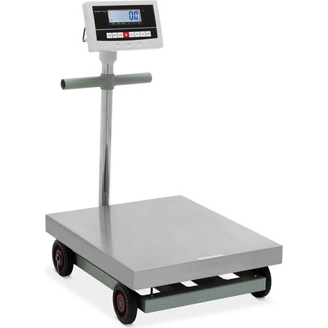 Báscula industrial profesional de plataforma para paquetes 600 kg / 01 kg 50 x 60 cm con ruedas kg/lb acero inoxidable 140008372 (1/5)