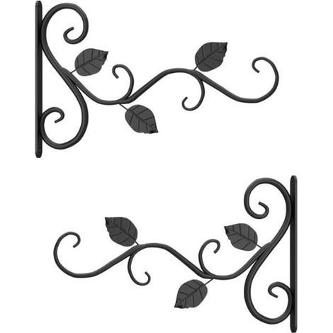 Plant support wall bracket with 2 metal hooks for hanging baskets, perfect for plant lanterns.
