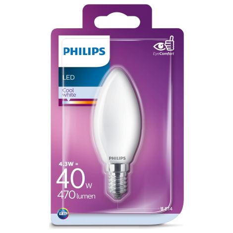 Philips LED Classic, 40W, E14 CW, B35 FR ND 1BC/6