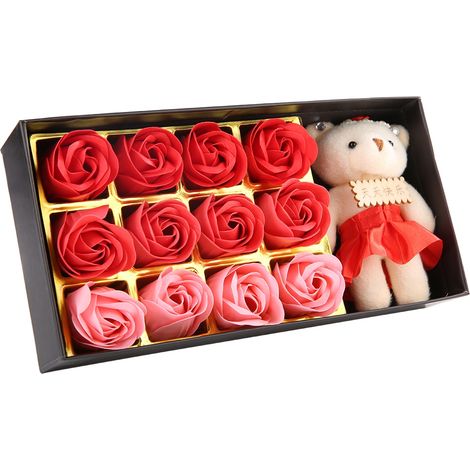 Coffret cadeau de 12 fleurs de savon parfumées aux roses : Cadeau original pour un anniversaire, la Saint-Valentin ou un mariage (1/5)