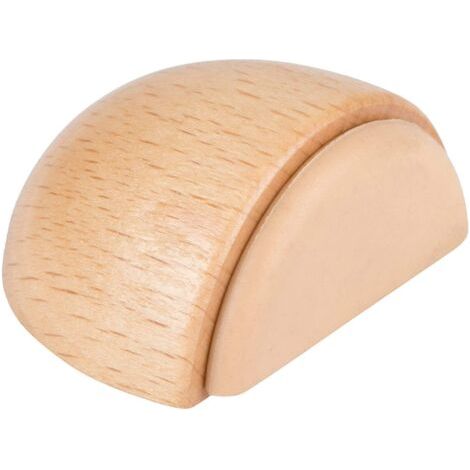 Arrêt de sol adhésif semi-circulaire décoratif en bois avec finition chêne et caoutchouc de couleur beige - Protège des chocs des murs et des meubles - Ø 45 x 25 mm (1/4)