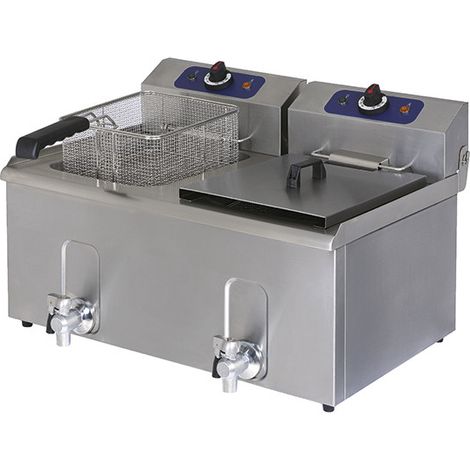 Friteuse électrique de table avec robinet de vidange, capacité de l'huile 10 litres 340x600x425 mm - VIRTUS