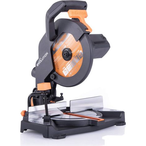 Evolution Power Tools R210Cms Troncatrice Radiale Multi-Materiale 210 Mm, 230 V, Multicolore, 42 x 29 x 32 cm, Regime minimo 3750 rpm, Angolo massimo di taglio: 45° (1/5)