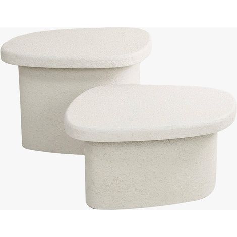 SANO Lot de 2 tables basses en marbre composite blanc (1/5)