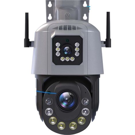 Caméra de sécurité à Domicile 6MP Camera Dual Lens 36X Zoom Outdoor PTZ Security Protection Surveillance Cameras Human Detection 4G Sim Card IP Cam CCTV(36X WiFi Add 64GB) (1/5)
