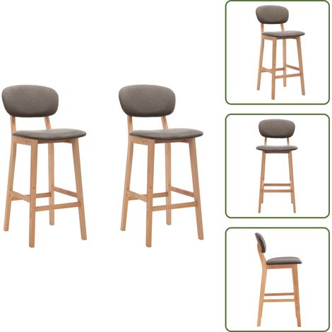 Tabourets de bar lot de 2 taupe tissu - Chaises De Bar - Tabourets De Comptoir - Meubles De Cuisine - Décoration Intérieure - Mobilier Moderne (1/5)