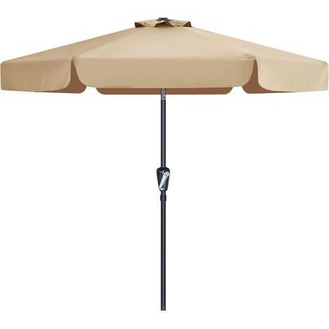 Sonnenschirm 230cm neigungsverstellbar mit Volant und Kurbel, Khaki (1/5)