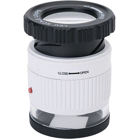 Lupa 10X - Lupa de distancia focal ajustable con luz LED UV para joyería, textiles, monedas, sellos, placas, color blanco. (1/5)