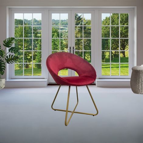 Poltroncina da salotto Etere velluto rosso e gambe oro (1/5)