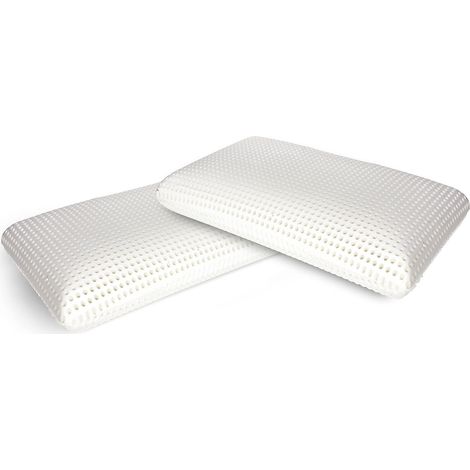 Lot de 2 oreillers pour lit, Oreiller ergonomique "savon" en mousse à mémoire de forme perforée, hypoallergénique et respirant, 70x40xh16 cm (1/5)