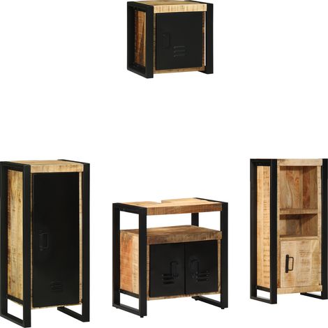 Badezimmermöbel-Set 4 stk. Braun und Schwarz 40 x 35 x 90 cm vidaXL (1/5)