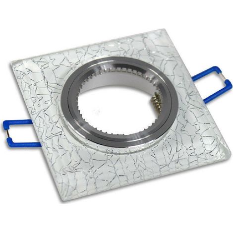 Porte-spot Encastrable Pour Spot Carré P16 Verre Pailleté Blanc Argent Doré Argent (1/3)