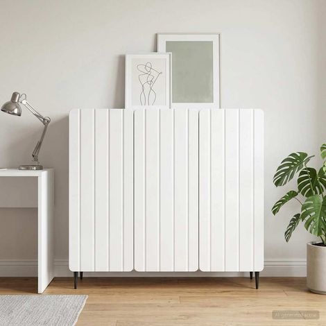 vidaXL Buffet Blanc brillant 89 x 34,5 x 82 cm Bois d'ingénierie (1/5)