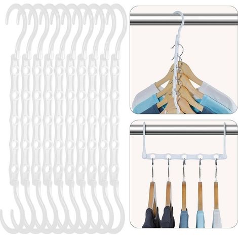 House Day Lot de 20 cintres Magiques Blancs en Plastique pour économiser de l'espace et Ranger Les vêtements - Cintres Multiples Robustes pour vêtements Lourds, dortoir, Chambre à Coucher, Maison (1/5)