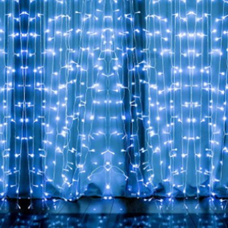 Guirlande lumineuse féérique solaire à 300 LED avec télécommande, effet cascade, idéale pour la décoration de fêtes et mariages dans le jardin. (1/5)