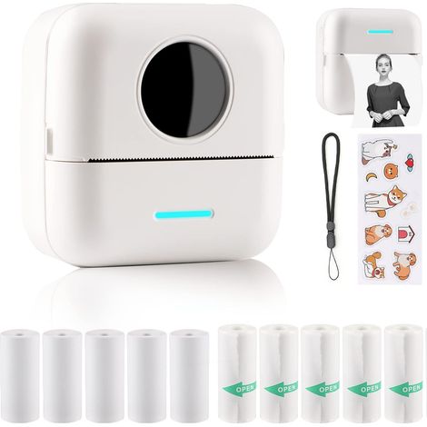 Mini Label Printer, Mini Photo Printer for Smartphones, Sticker Thermal Printer, Photo Printer for Travel Journal, Logo, Notes, Diary, List, Memo (1/5)