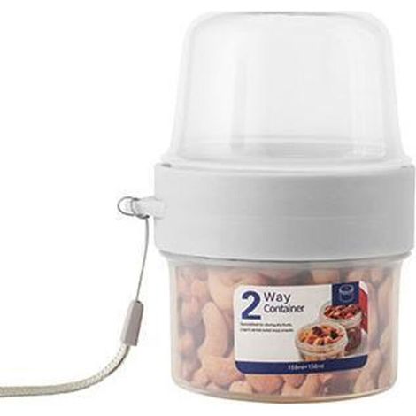 Grand récipient double pour salade, scelleuse pour pots de yaourt, fermeture hermétique, double récipient avec cordon (150 ml + 150 ml) (1/5)