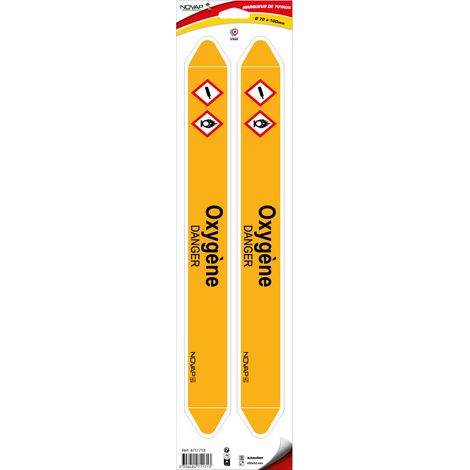 Planche de 2 marqueurs de tuyauterie 450 x 52 mm pour Ø 70 à 100 mm - Oxygène - 4711713 (1/2)