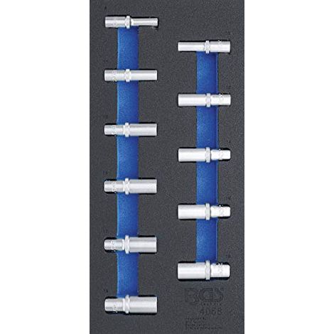 BGS Werkstattwageneinlage 1/3: inserti per chiavi a bussola esagonali 10 mm (3/8") 8-19 mm profondi, 11 pezzi - 4058 (1/3)