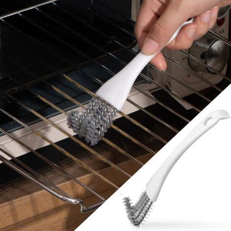 Brosse de nettoyage pour cuisinière, nettoyage des crevasses de cuisinière, brosse à récurer pour évier, petite brosse de nettoyage pour grille de gril (4 pièces) (blanc) (1/5)