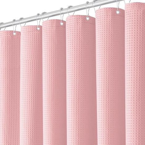 1 Rideau de douche, Motif gaufré, Polyester imperméable, 12 crochets, Anti-moisissure, Salle de bain (1/5)