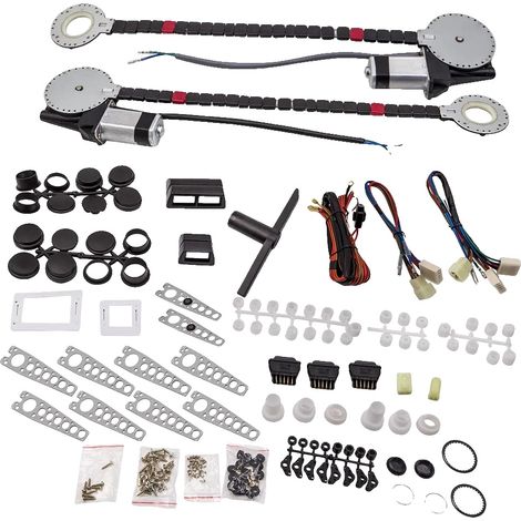 Kit de conversión de elevalunas eléctricos, compatible con vehículos de 2 puertas, funcionamiento silencioso, fácil instalación, 62 mm de longitud, 2800 g de peso. (1/5)