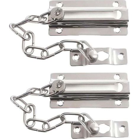 Chain door protector with lock, for interior doors and additional front door, silver, set of 2 (1/4)