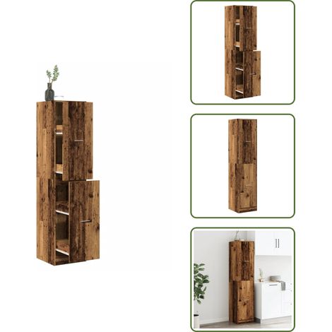The Living Store Armario botiquín madera de ingeniería envejecido 40x41x174,5 cm - Armario de almacenamiento