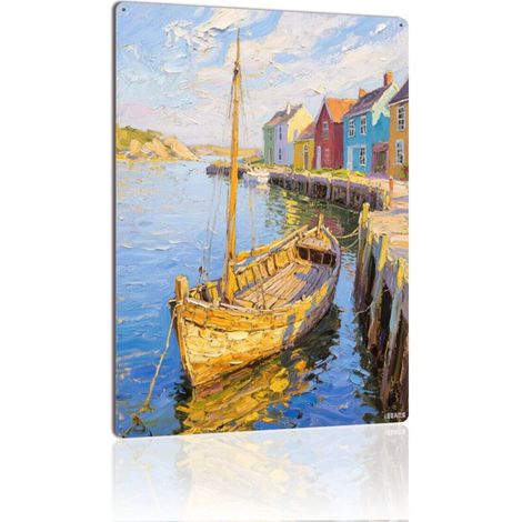 Plaque en Métal Vintage Art Murale pour Jardin de Fleurs de Geranium Rouge, Éclat et Vivacité 30x20 cm. (1/5)