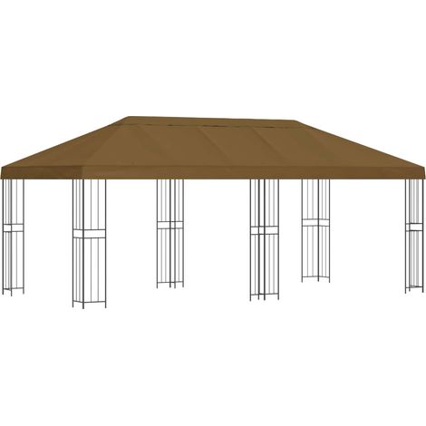 Pavillon mit Seitenwänden 6 x 3 m Taupe Polyester und Stahl 190 vidaXL