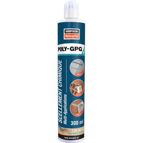 Simpson Strong Tie – Résine de scellement chimique 300ml – Couleur pierre beige – Support béton et bois – Pour chantiers humides et espaces confinés (1/9)