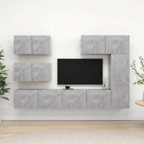 vidaXL Set muebles de salón TV 6 pzas madera ingeniería gris hormigón (1/5)
