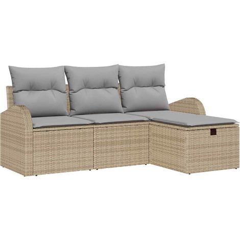 Maison Exclusive - Sofa Set mit Kissen 4 pcs Beige und Hellgrau P