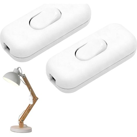 Interrupteur Bipolaire - 2 Pièces - Plastique PA - Pour Lampe De Chevet Et Table - Blanc - 60x26x15 Mm (1/5)