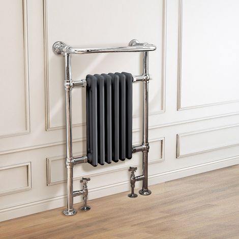 Traditional Heated Towel Rail Bathroom 952x569mm Chrome&Grey