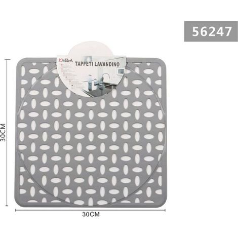 Kaela - Tappeto Tappetino Lavello Lavandino Quadrato Cucina 30x30cm Grigio Chiaro 56247 -