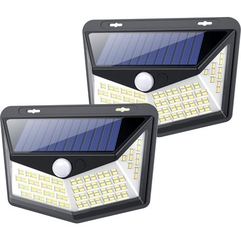 Lampe Solaire Extérieur 164 LED, Lampe Solaire Exterieur Detecteur de Mouvement,Plage d’éclairage Super lumineux 270° Applique IP65 étanche 1800mAh Énergie Solaire pour Cour,Garage,Jardin-2 Pack (1/5)