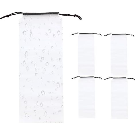 Étui à Parapluie Imperméable avec Cordon de Serrage Lot de 5/10 Housses Transparentes Pliables pour Parapluie Humide Pour Sac à Dos Bureau Siège Auto Sortie Loisirs Extérieur (1/5)