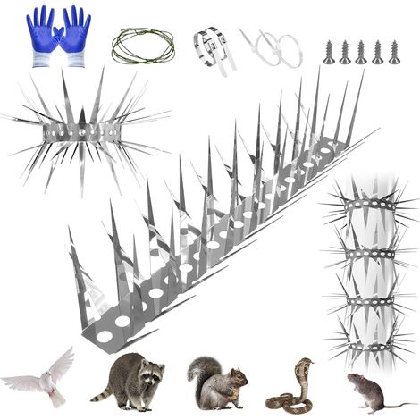 Répulsif Martres et Pigeons, Épines Anti-Oiseaux et Nuisibles, 4m pour Descentes d'Eau, Balcons, Gouttières. Éloigne Écureuils, Ratons, Chats