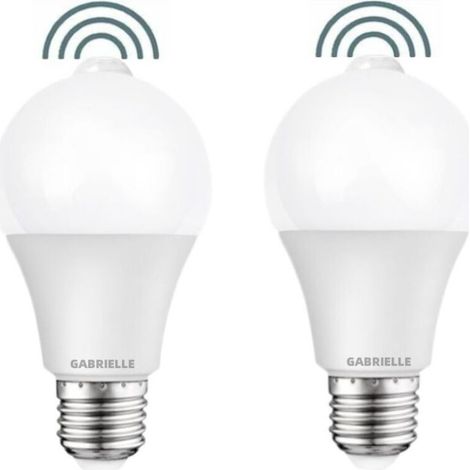 Lot de 2 Ampoule LED Detecteur de Mouvement PIR, E27 Culot Vissé, 12W, 1000 Lumens (équivalent de 100 watts), 220V, 6000K Blanc Froid, Ampoules d'éclairage de Sécurité (1/5)