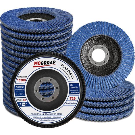 20 Pièces Disques à Lamelles, 125mm Disque 80 Grain Meuleuse Compartiments pour Meuleuse Convient à l'acier Inoxydable, Bois, Métal (1/5)