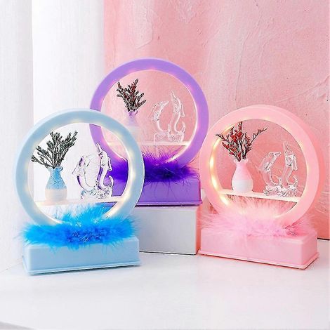 Preciosa lámpara de noche con forma de delfín y música, ideal como decoración de mesa o regalo para el Día de San Valentín.