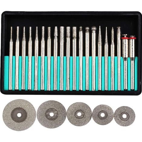Mini disque à tronçonner diamanté Ensemble de fraises diamantées Assortiment de fraises diamantées Ensemble de broches de forage pour Dremel, Proxxon Multi-Tools - Outils rotatifs à tige de 3 mm (1/5)