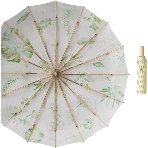 Parasol rétro UPF50+ Protection UV Grand format 102 cm Pour 2 personnes Double os épais Fibre de verre 16 baleines Imperméable Coupe-vent Poignée en bois (1/5)