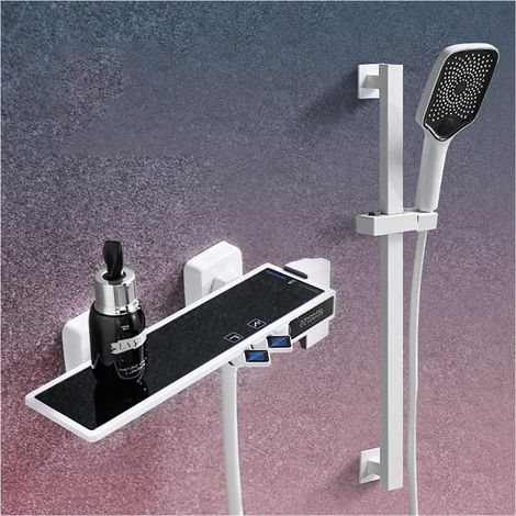Ensemble de douche mitigeur thermostatique intelli Petit ensemble de douche à affichage numérique domestique, douche simple fendue gris métallisé sans pulvérisation au-dessus de la salle de bain à la (1/5)