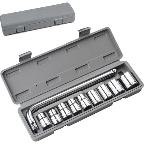 Coffret de 10 clés à douille pour la réparation automobile, outils mécaniques de 8 à 24 mm, avec boîte grise. (1/5)