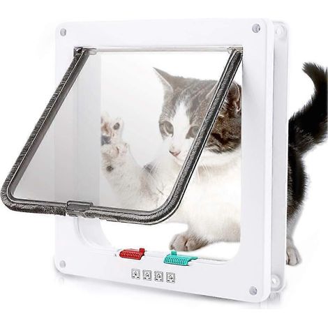 Porte pour chat ou chien en ABS blanc, sans trou d'entrée ni de sortie, porte pour animaux de compagnie (1/5)