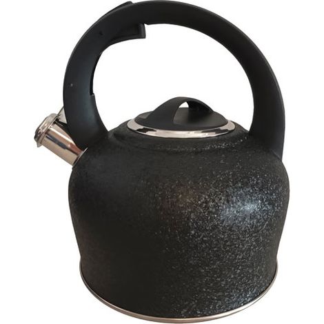 Bouilloire Inox Sifflet 2l5 Noir Martele - Baumalu (1/5)