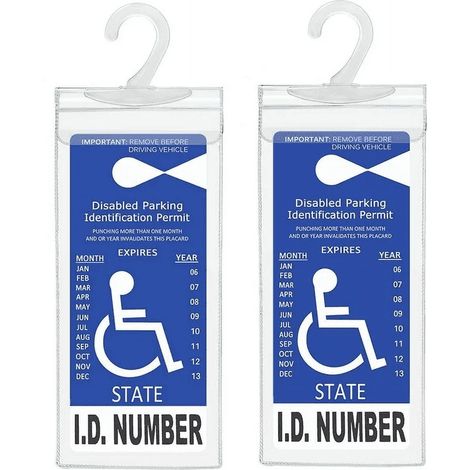 Support Pour Plaque D'Immatriculation - Support Transparent En Plastique Pour Plaque De Stationnement Handicapé - Pour Rétroviseur Intérieur - 2 Pièces (1/5)