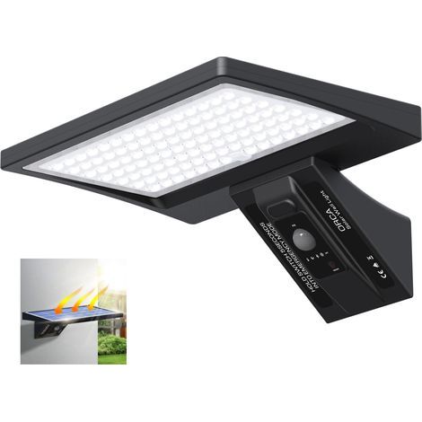 Lampada solare da esterno da 5200 mAh con sensore di movimento a 150°, IP65, illuminazione di sicurezza a LED, applique da esterno (1/5)